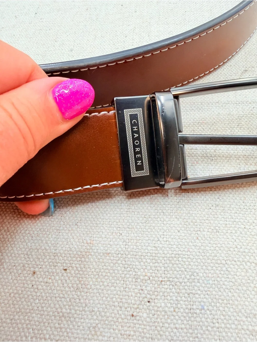 Classic Brown Leather Belt with Gunmetal Buckle